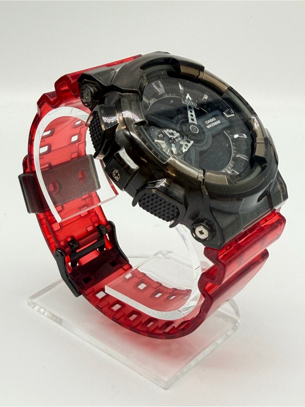 Casio G-Shock GA-110 Custom Red Clear Band Bezel Watch